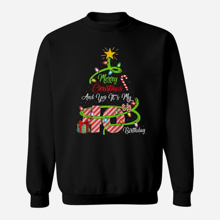 Merry Christmas And Yes It's My 40Th Birthday Christmas Tree Raglan Baseball Tee Sweatshirt
