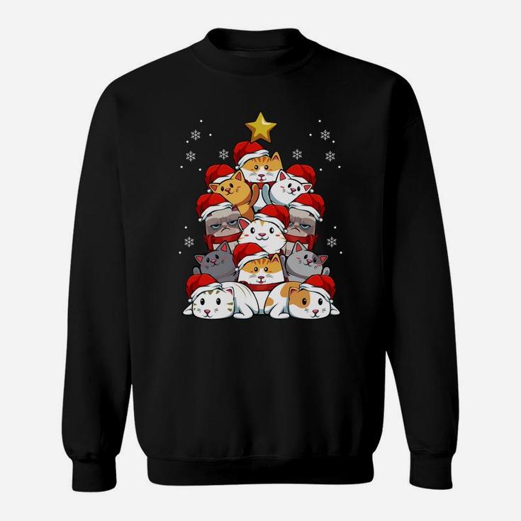 Merry Christmas Cat Kitten Tree Pet Lover Xmas Party Holiday Sweatshirt Sweatshirt
