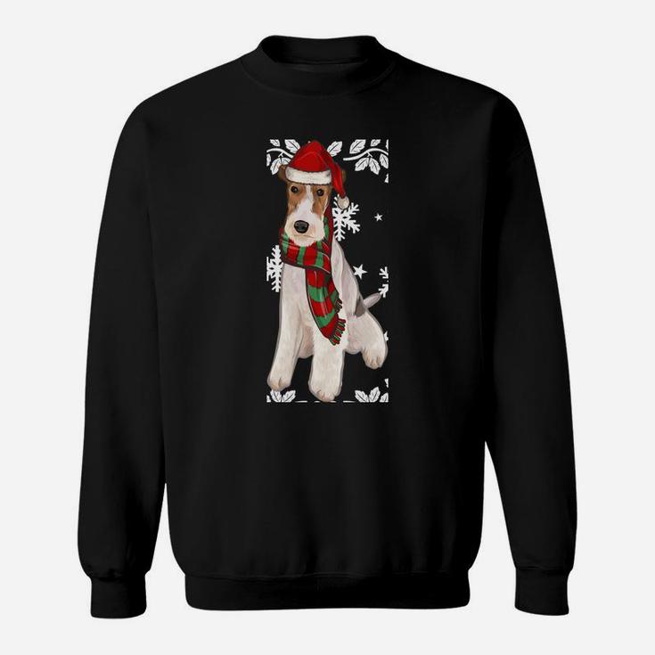 Merry Christmas Ornament Wire Fox Terrier Xmas Santa Sweatshirt