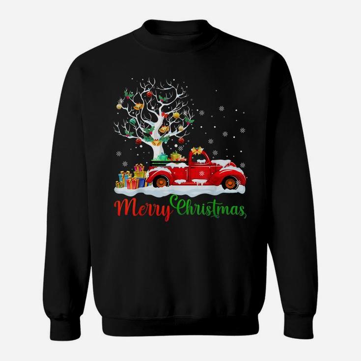Merry Christmas Red Truck Christmas Tree Lights Snow Sweatshirt