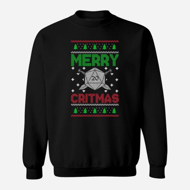 Merry Critmas Funny Christmas D20 Ugly Dungeons Sweaters Sweatshirt Sweatshirt