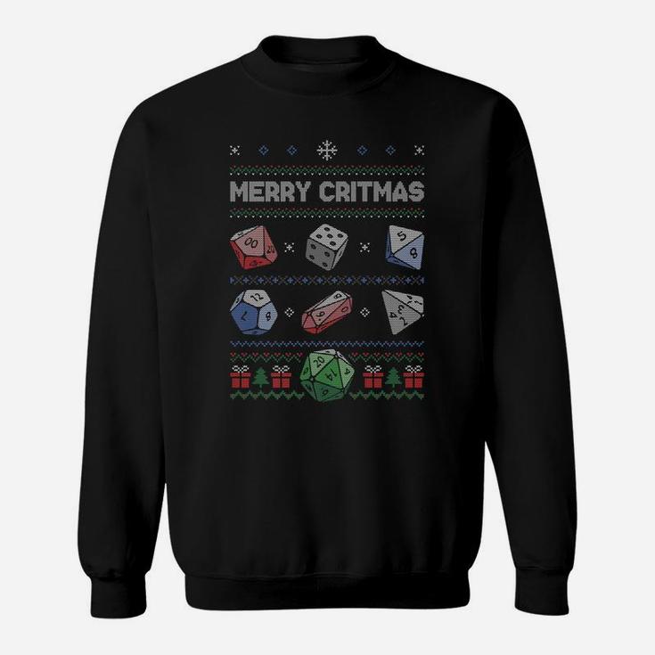 Merry Critmas Rpg D20 Tabletop Gaming Ugly Christmas Sweater Sweatshirt