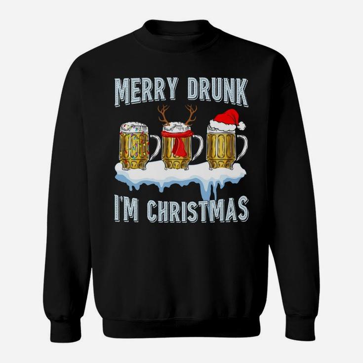 Merry Drunk I'm Christmas Funny Beer Xmas Santa Reindeer Sweatshirt