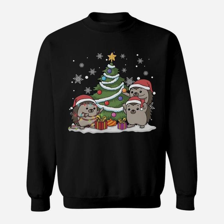 Merry Hedgemas Funny Three Santa Hedgehog Christmas Sweater Sweatshirt Sweatshirt