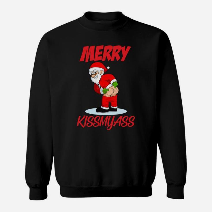 Merry Kissmyass Christmas Rebel Funny Santa Claus Xmas Sweatshirt Sweatshirt