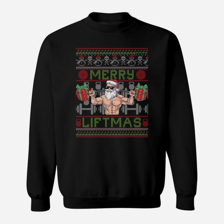 Merry Liftmas Fitness Xmas Santa Ugly Christmas Bodybuilder Sweatshirt Sweatshirt