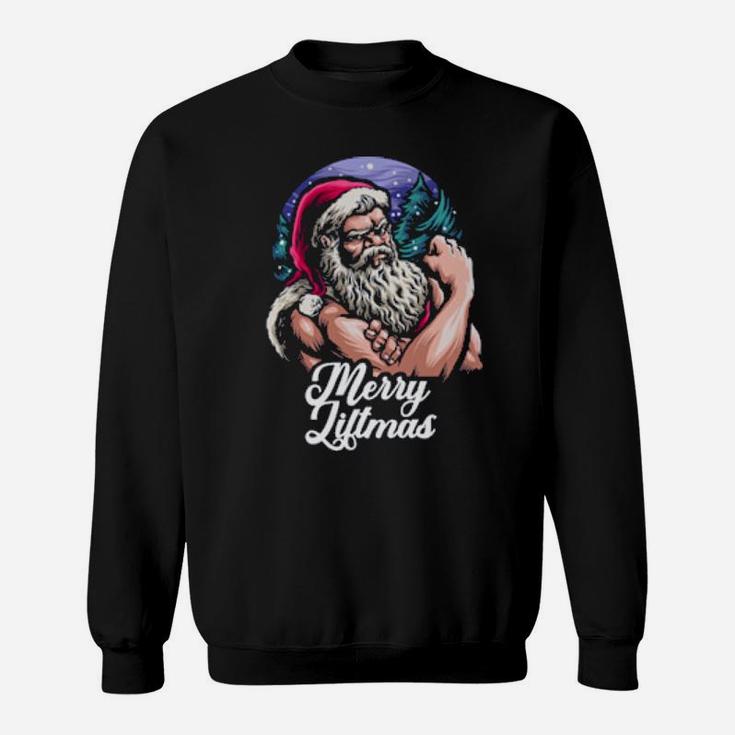 Merry Liftmas Ugly Xmas Gym Bodybuilder Fitness Bench Press Sweatshirt