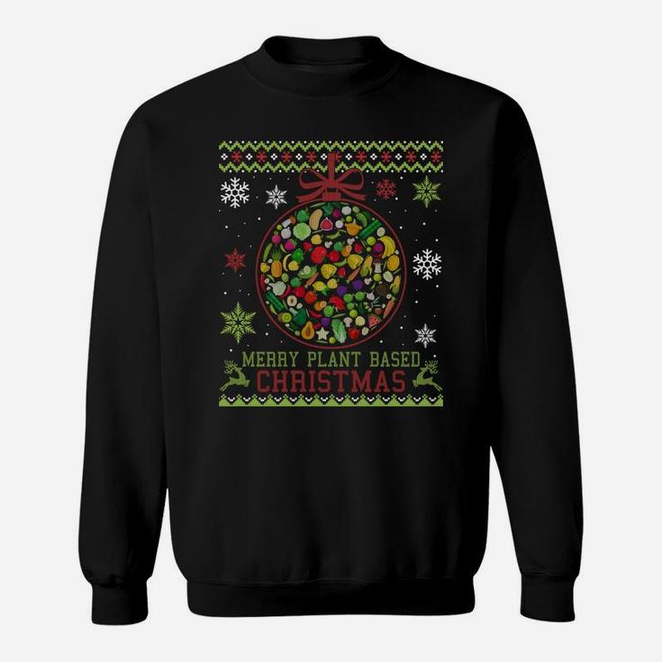 Merry Plant Based Christmas Vegan Xmas Gift Ugly Sweater Sweatshirt Sweatshirt