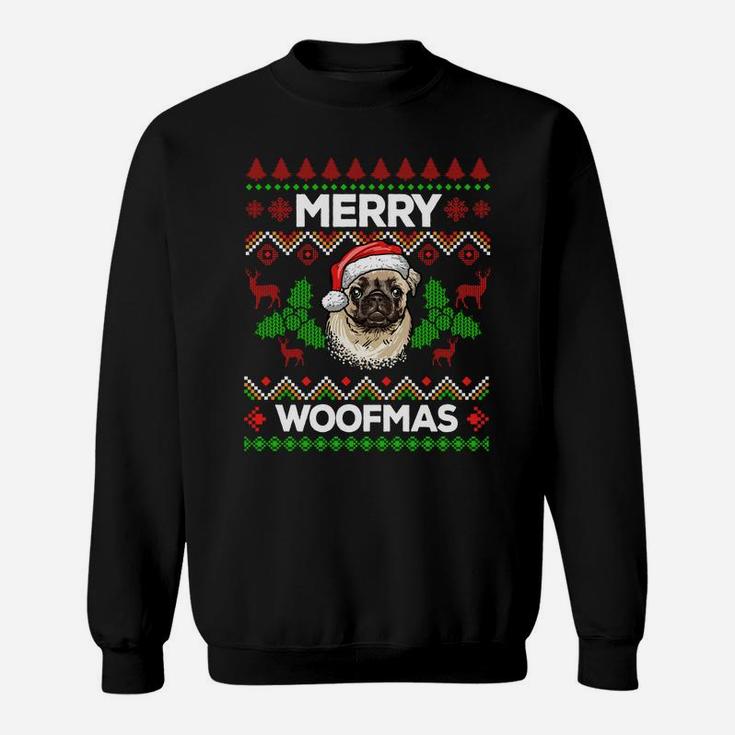 Merry Woofmas Ugly Sweater Christmas Pug Lover Gift Sweatshirt Sweatshirt
