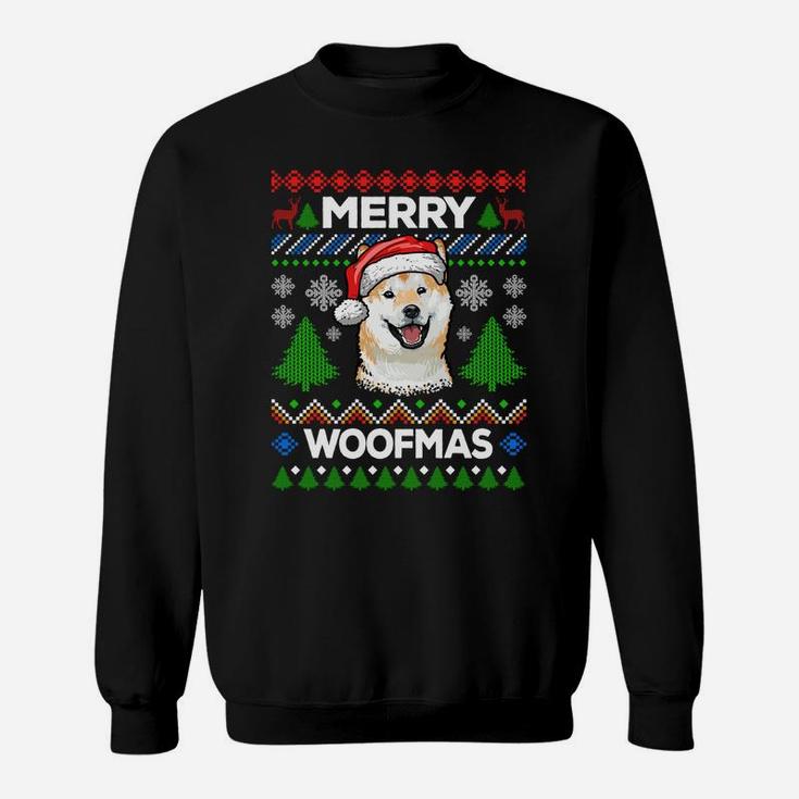 Merry Woofmas Ugly Sweater Christmas Shiba Inu Lover Gift Sweatshirt Sweatshirt