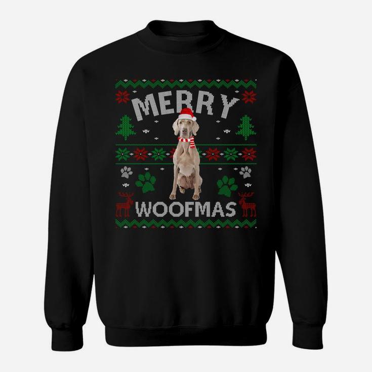 Merry Woofmas Weimaraner Ugly Sweater Santa Hat Sweatshirt Sweatshirt