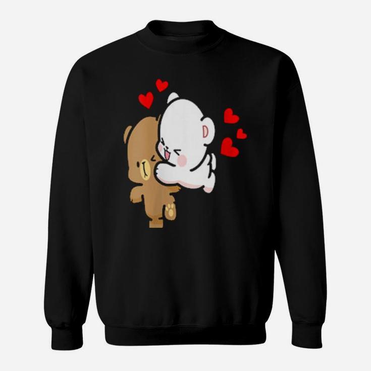 Milk Mocha Bear Leap Of Love Valentiness Couples Kiss Sweatshirt