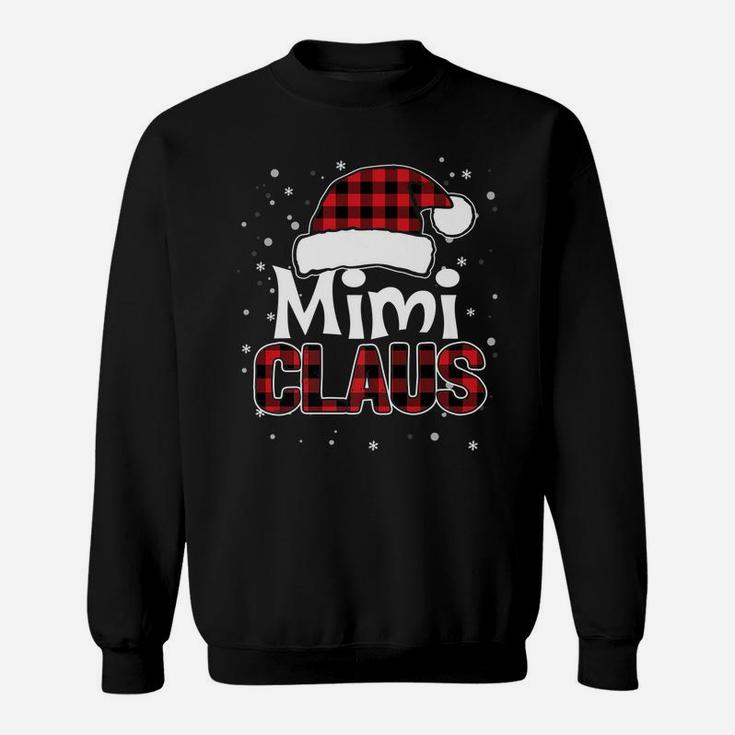 Mimi Claus Christmas Santa Hat Buffalo Plaid Matching Family Sweatshirt