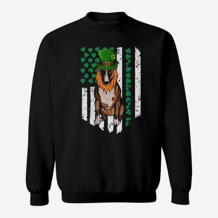 Miniature Bull Terrier St Patricks Day Irish American Flag Sweatshirt