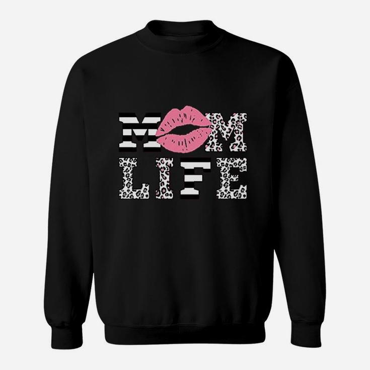 Mom Life Women Leopard Lips Sweatshirt