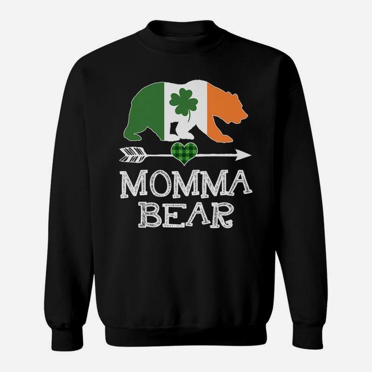 Momma Bear St Patricks Day Irish Green Plaid Family Gift Sweatshirt