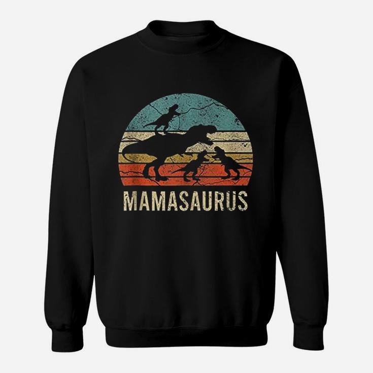 Mommy Mom Mama Dinosaur Funny 3 Three Kids Mamasaurus Gift Sweatshirt