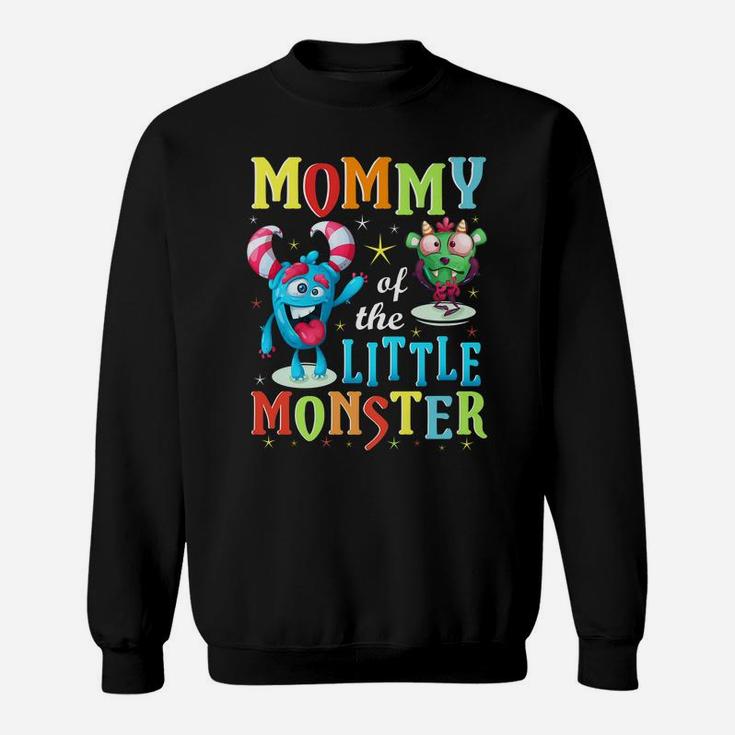 Mommy Of The Little Monster Family Matching Birthday Gift Sweatshirt