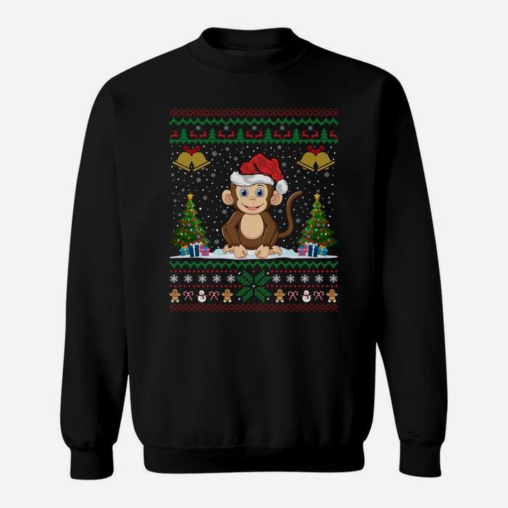 Monkeys Animal Lover Xmas Gift Ugly Monkey Christmas Sweatshirt Sweatshirt