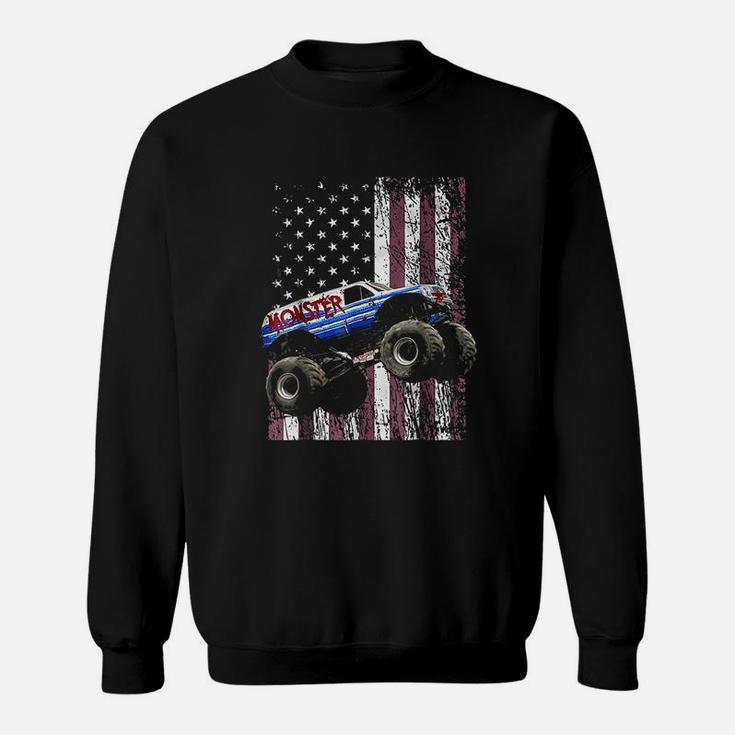 Monster Truck American Flag Racing Sweatshirt