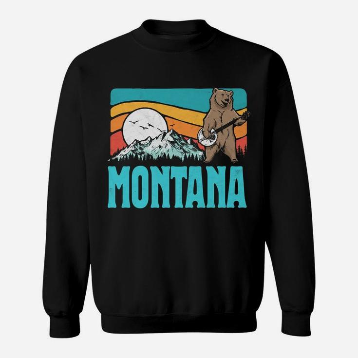 Montana Rocky Mountains Bluegrass Banjo Bear Funny Graphic Sweatshirt