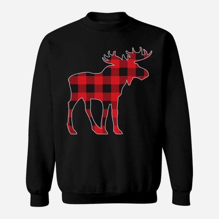 Moose Elk Plaid Buffalo Check Pajama Lumberjack Christmas Sweatshirt