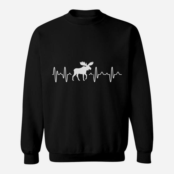 Moose Heartbeat For Moose Lovers Reindeer Stag Antler Sweatshirt