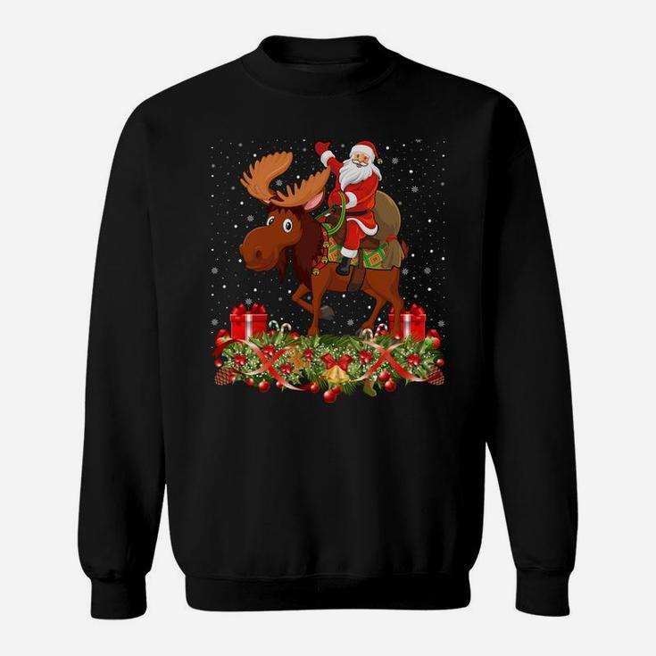 Moose Lover Xmas Gift Santa Riding Moose Christmas Sweatshirt Sweatshirt