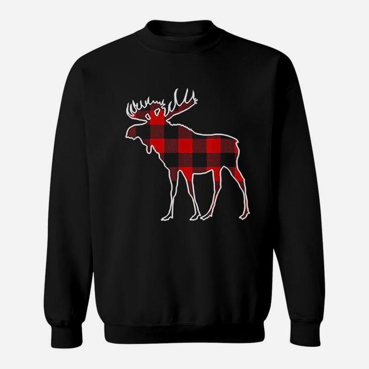 Moose Red Buffalo Plaid Deer Elk Matching Sweatshirt