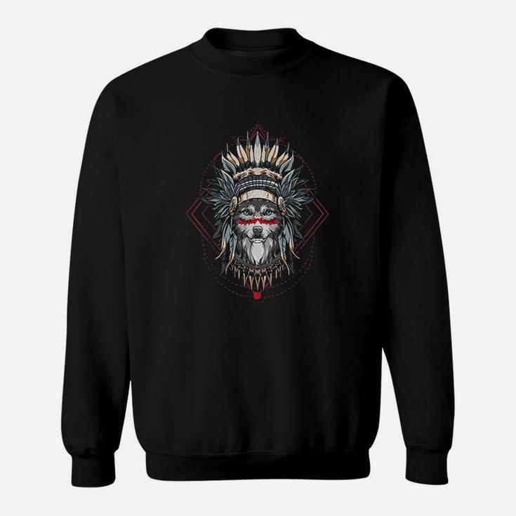 Mountain Wolf Chief Of The Wolf Pack Tribal Wolves Sweatshirt
