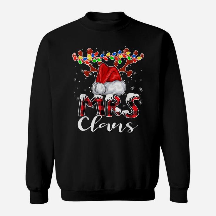 Mrs Santa Claus Buffalo Plaid Christmas Pajama Matching Fun Sweatshirt