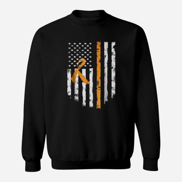 Multiple Sclerosis Awareness Ms Ribbon American Flag Sweatshirt