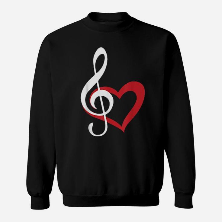 Music Clef With Red Heart For Musicians Sweatshirt