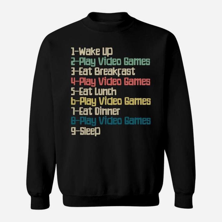 My Perfect Day Video Games, Funny Retro Xmas Gift For Gamer Sweatshirt