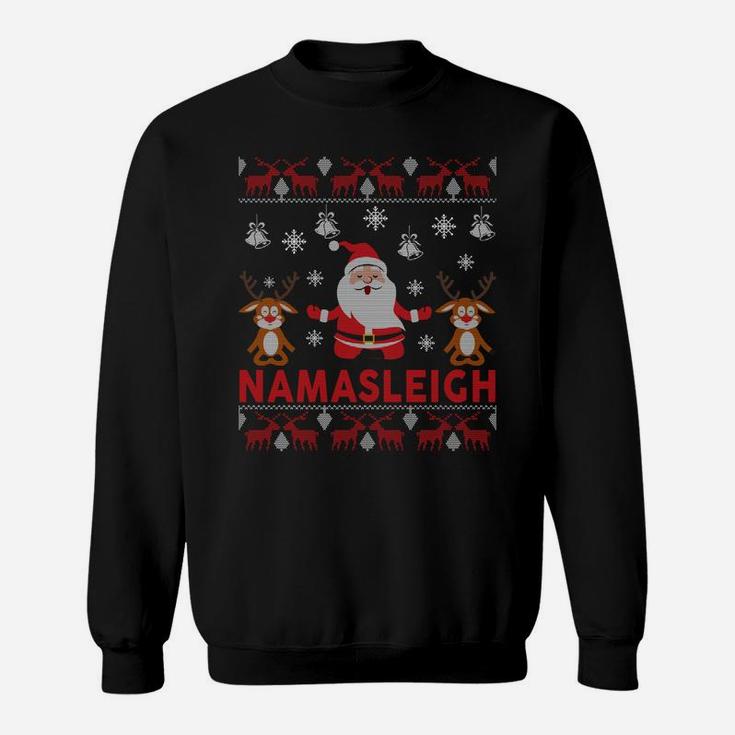 Namasleigh Christmas Sweatshirts Gifts Funny Santa Yoga Sweatshirt Sweatshirt