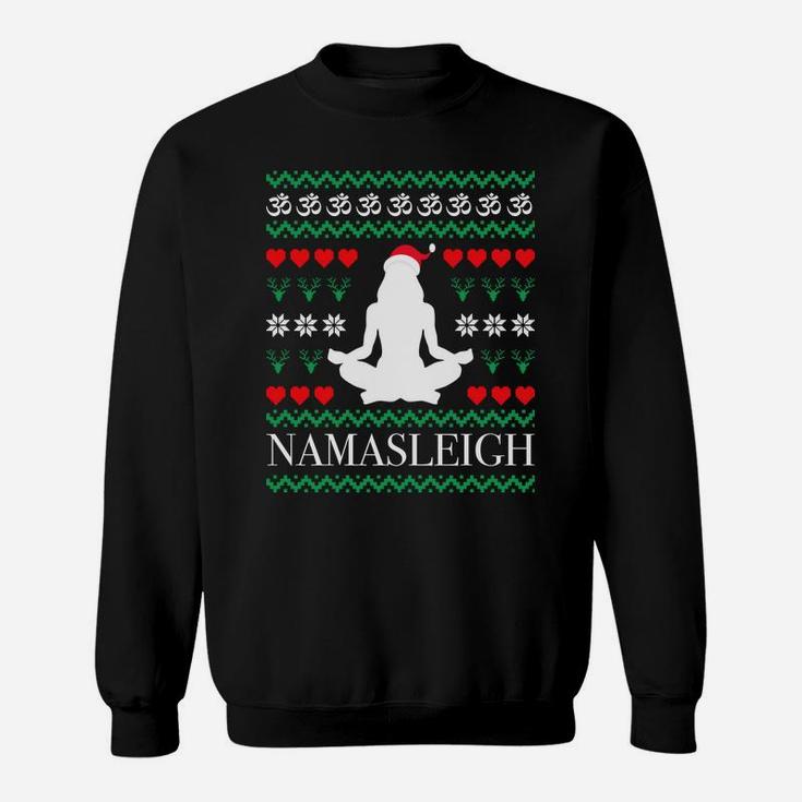 Namasleigh Yoga Xmas Yogi Namaste Om Gift Ugly Christmas Sweatshirt Sweatshirt
