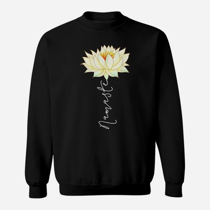 Namaste Yoga Saying Yellow White Lotus Flower Boho Zen Sweatshirt
