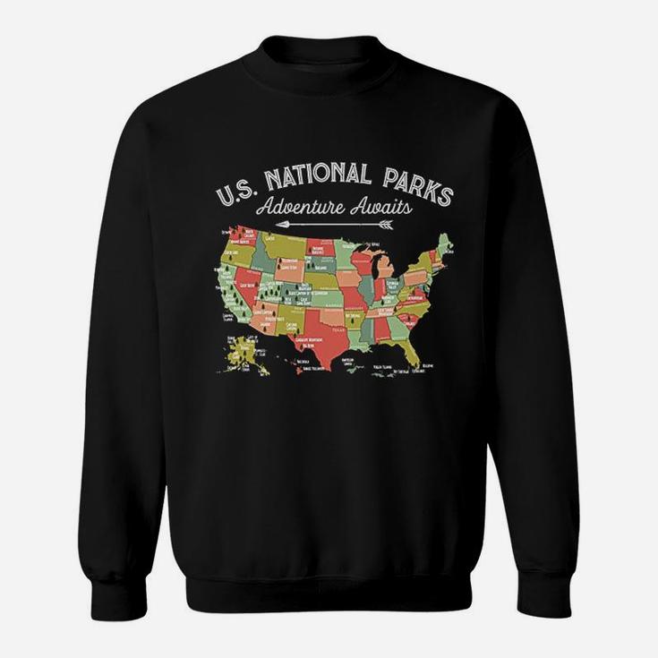 National Parks Map Camping Sweatshirt