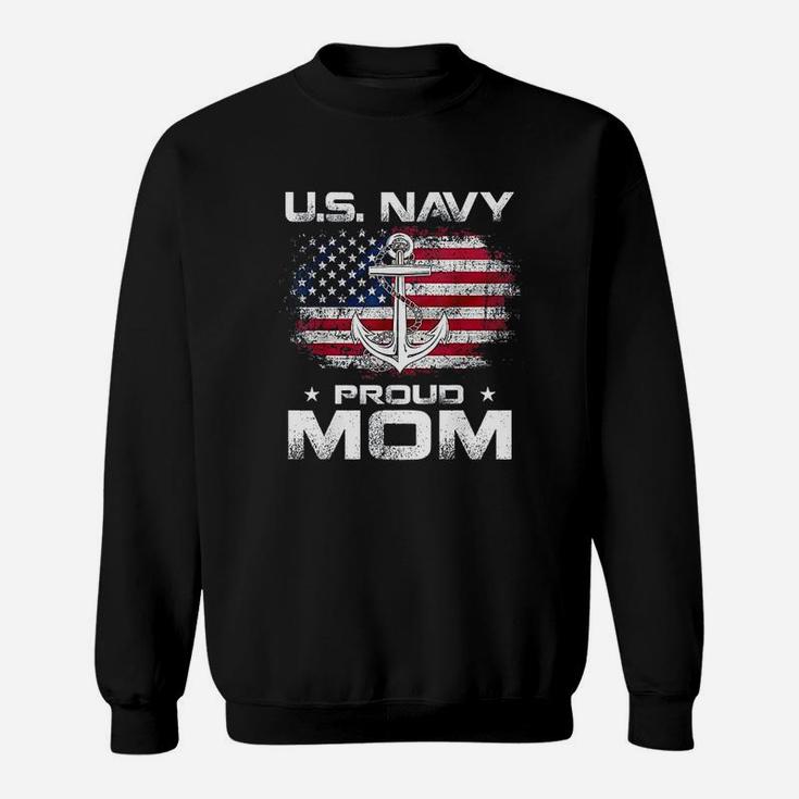 Navy Proud Mom With American Flag Sweatshirt