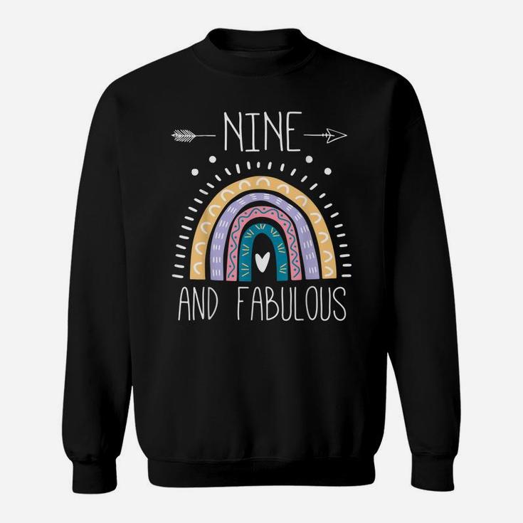Nine And Fabulous 9Th Birthday Gifts For Girls Rainbow Sweatshirt