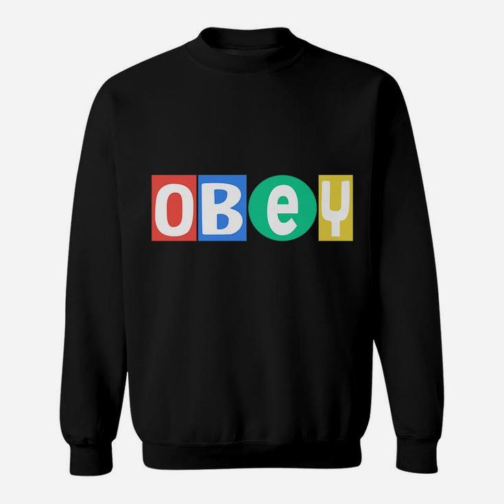 Obey Text In 4 Colors - Black Sweatshirt