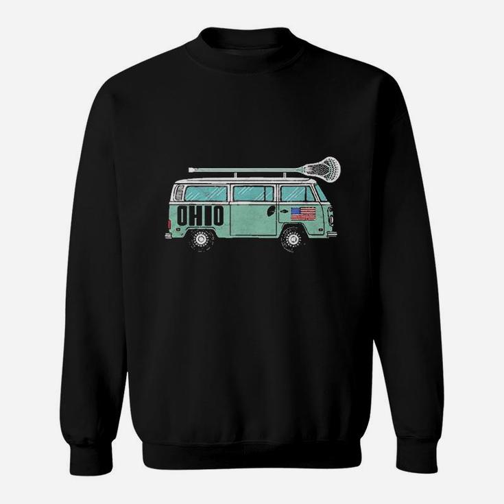 Ohio Retro Hippie Van State Lacrosse Lax Graphic Sweatshirt