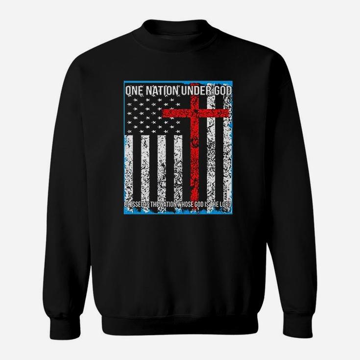 One Nation Under God With Flag Printed Sweatshirt