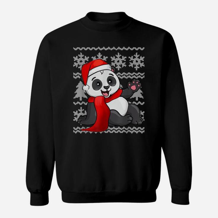 Panda Santa Hat Scarf Ugly Christmas Sweater Holiday Gift Sweatshirt