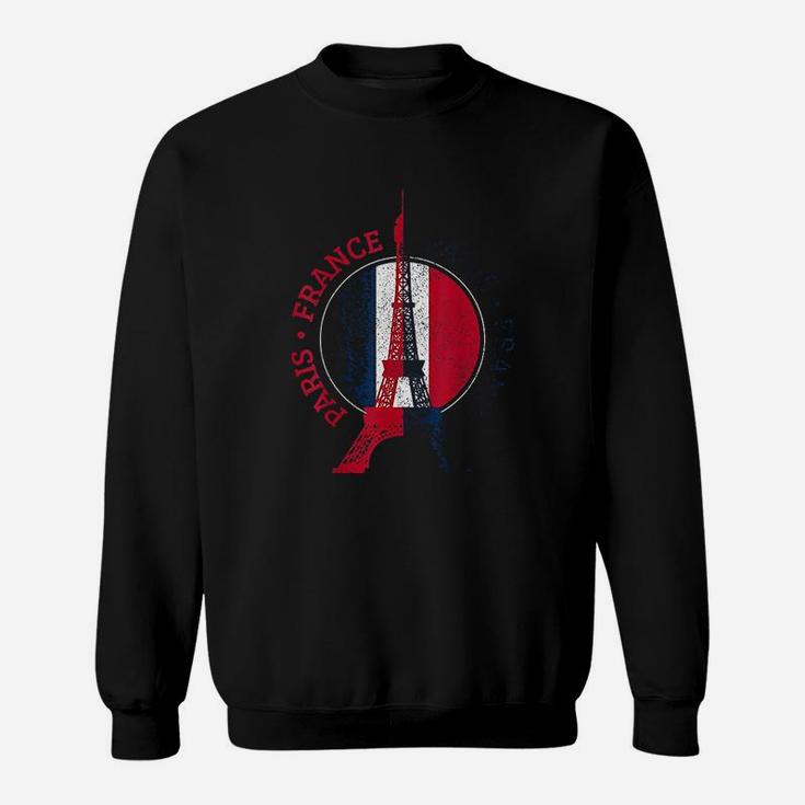 Paris France Eiffel Tower French Flag Travel Sweatshirt