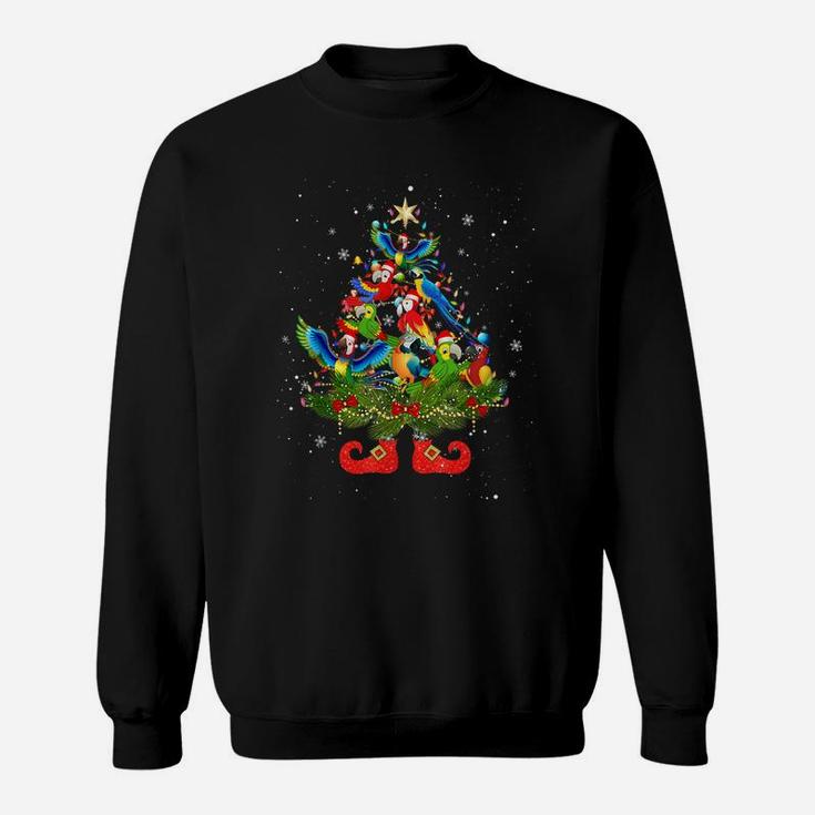 Parrots Christmas Tree Lights Funny Santa Hat Lover Sweatshirt