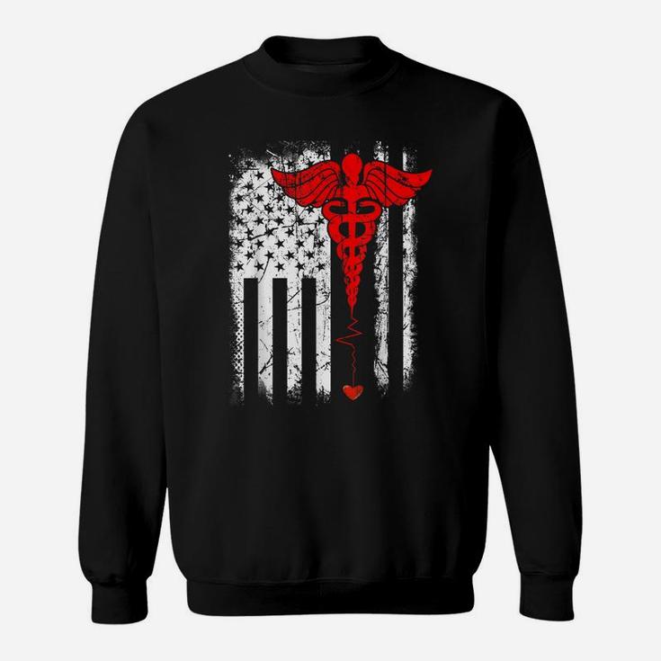 Patriot Apparel Nurse Thin Red Line American Flag Sweatshirt