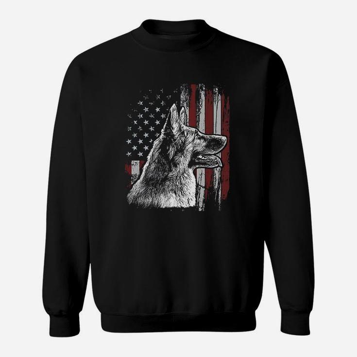 Patriotic German Shepherd American Flag Dog Gift Men Women Sweatshirt