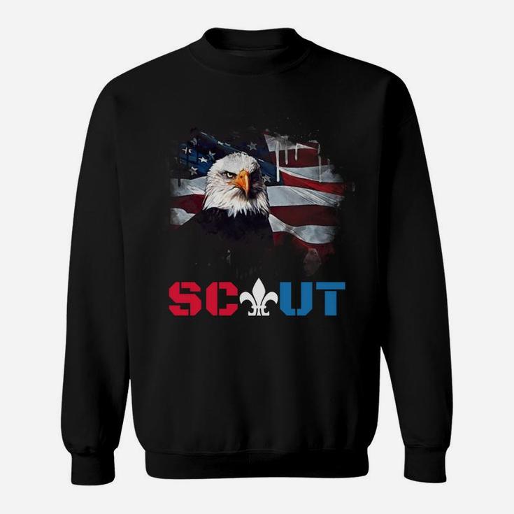 Patriotic Scout Boy Girl Scouting Lover Us Flag Eagle Sweatshirt Sweatshirt