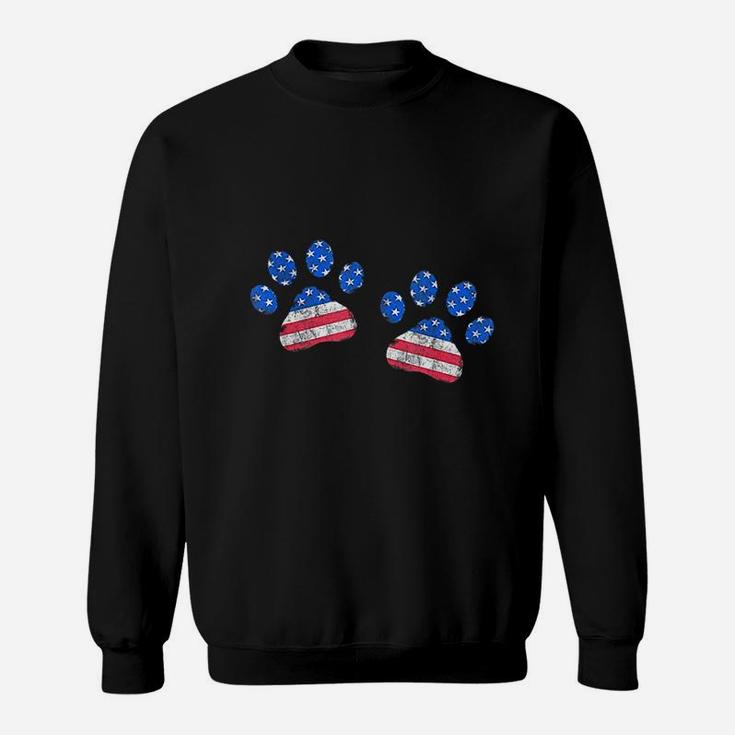 Paw Print Usa Flag I Love Dogs Patriotic 4Th Of July Sweatshirt